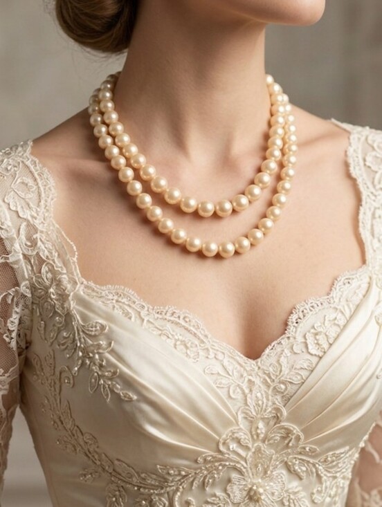 Carolee Jewelry - Vintage Carolee Double Strand Faux Pearl Necklace 17" Cream Ivory full rounded